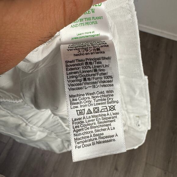 J.Crew 6" Harbor Saffron Linen Trouser Short Womens S White Elastic -Back Waist - Picture 7 of 8